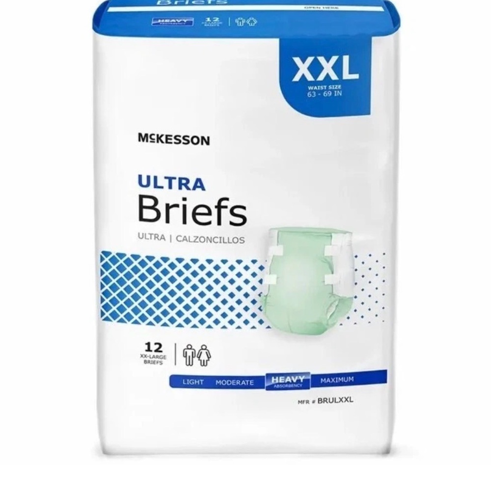 12 McKesson Ultra Heavy Absorbent Adult Disposable Brief Diapers XXL Tab Closure